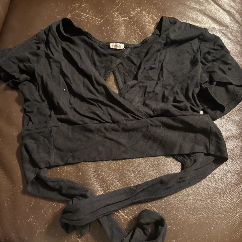 Garage Black Wrap Blouse